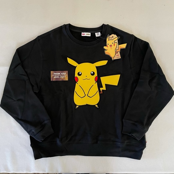 Levis x Pokemon Embroidered Pikachu Black Sweatshirt M